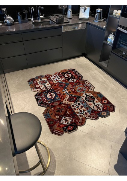 Shape Koleksiyonu Çok Renkli Etnik Desenli Dokuma Taban Modern Dekoratif Halı SHAPE92