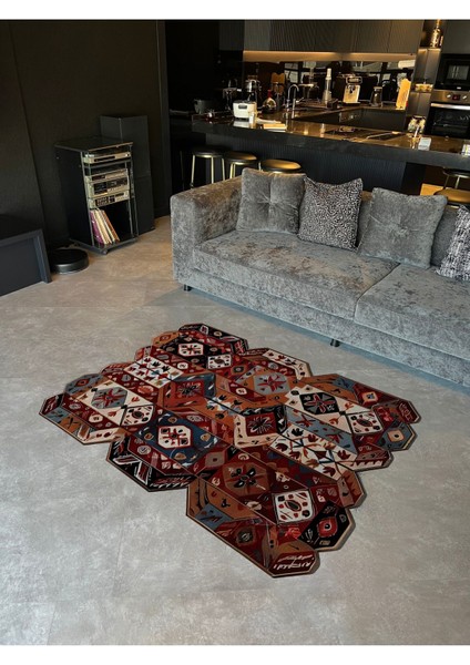 Shape Koleksiyonu Çok Renkli Etnik Desenli Dokuma Taban Modern Dekoratif Halı SHAPE92 fiyatları