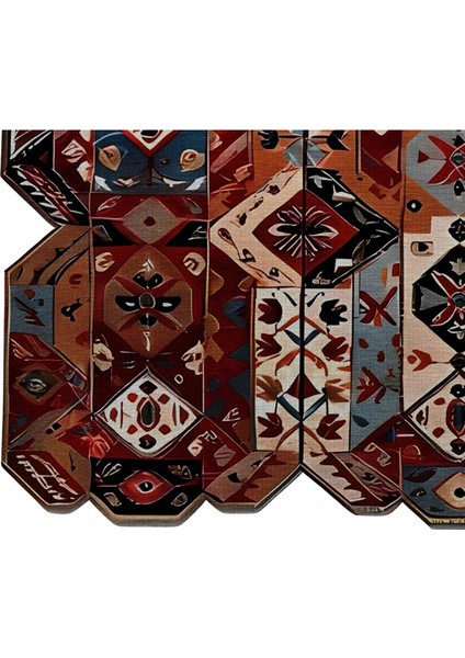 Shape Koleksiyonu Çok Renkli Etnik Desenli Dokuma Taban Modern Dekoratif Halı SHAPE92