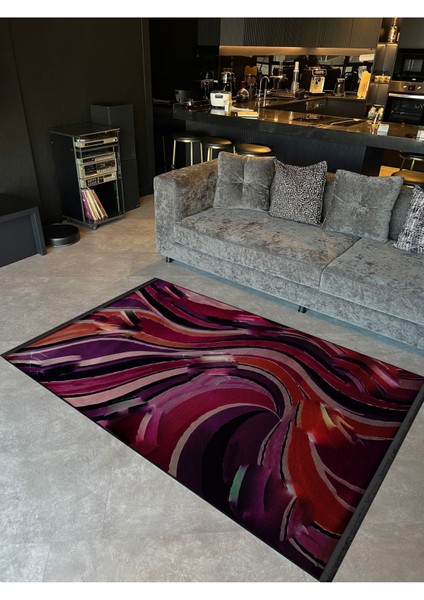 Shape Koleksiyonu Pembe Mor Turuncu Tonlarda Dokuma Taban Saçaklı Modern Dekoratif Halı SHAPE109 fiyatları