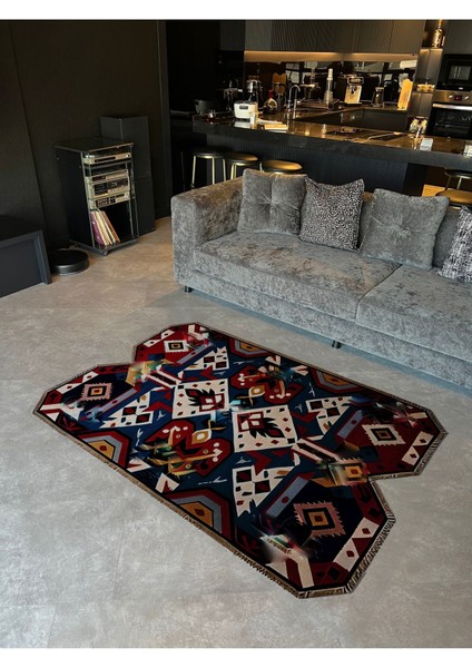 Shape Koleksiyonu Çok Renkli Etnik Desenli Dokuma Taban Modern Dekoratif Halı SHAPE95