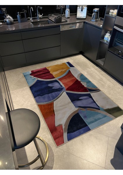 Shape Koleksiyonu Çok Renkli Soyut Desenli Dokuma Tabanlı Modern Dekoratif Halı 20