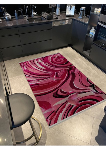 Shape Koleksiyonu Pembe Tonlarda Dokuma Taban Saçaklı Modern Dekoratif Halı SHAPE110