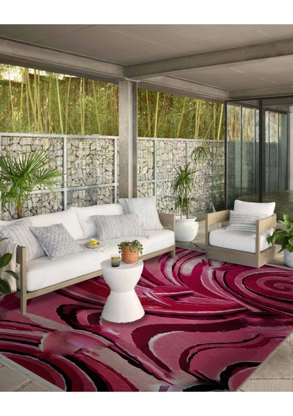 Shape Koleksiyonu Pembe Tonlarda Dokuma Taban Saçaklı Modern Dekoratif Halı SHAPE110 modelleri