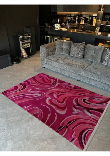 Shape Koleksiyonu Koyu Pembe Tonlarda Dokuma Taban Saçaklı Modern Dekoratif Halı SHAPE111 fiyatları