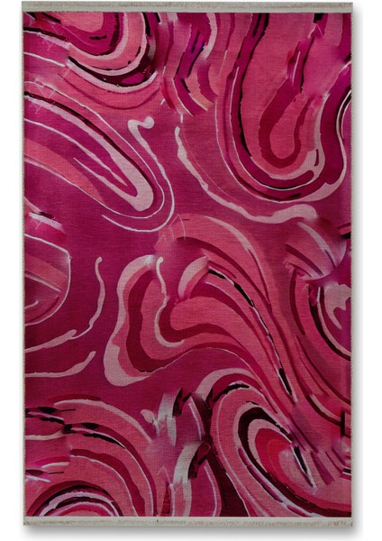 Shape Koleksiyonu Koyu Pembe Tonlarda Dokuma Taban Saçaklı Modern Dekoratif Halı SHAPE111 fırsatları