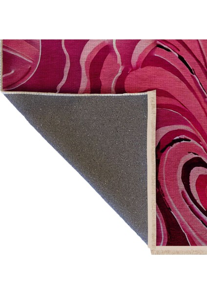 Shape Koleksiyonu Koyu Pembe Tonlarda Dokuma Taban Saçaklı Modern Dekoratif Halı SHAPE111 indirimleri