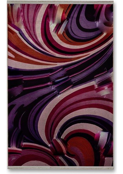 Shape Koleksiyonu Pembe Mor Tonlarda Dokuma Taban Saçaklı Modern Dekoratif Halı SHAPE112