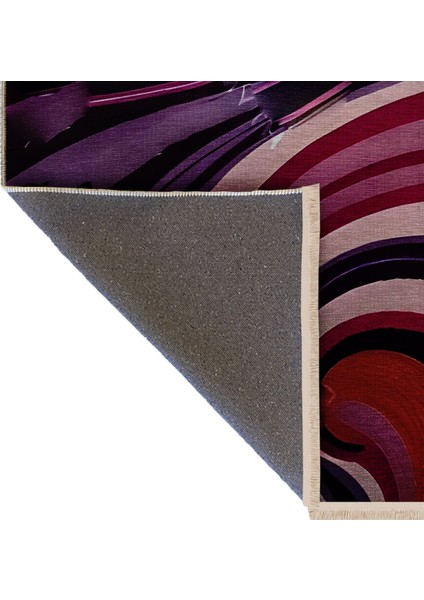 Shape Koleksiyonu Pembe Mor Tonlarda Dokuma Taban Saçaklı Modern Dekoratif Halı SHAPE112 indirimleri