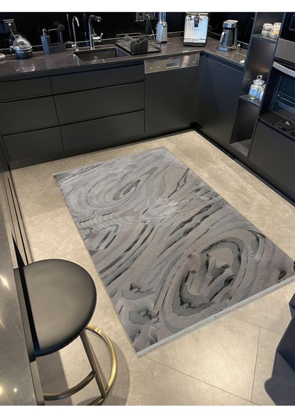 Shape Koleksiyonu Gri Tonlarda Dokuma Taban Saçaklı Modern Dekoratif Halı SHAPE119