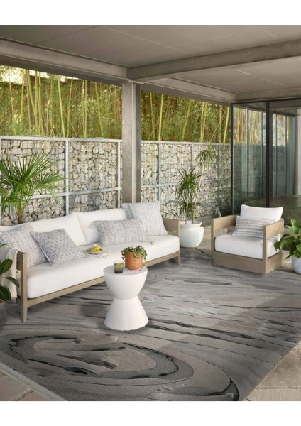 Shape Koleksiyonu Gri Tonlarda Dokuma Taban Saçaklı Modern Dekoratif Halı SHAPE119