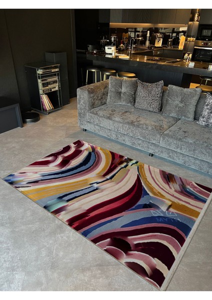 Shape Koleksiyonu Çok Renkli Soyut Desenler Dokuma Taban Saçaklı Modern Dekoratif Halı SHAPE118 fiyatları