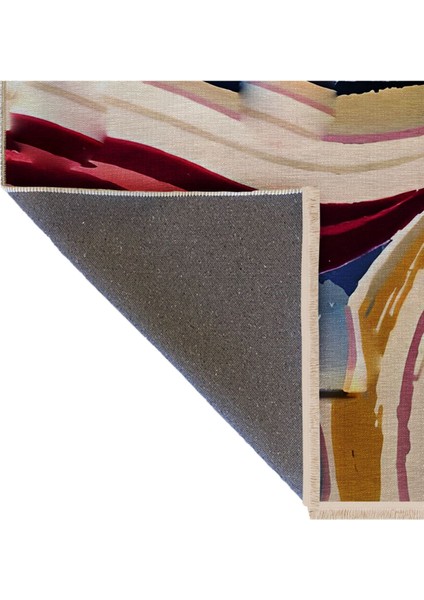Shape Koleksiyonu Çok Renkli Soyut Desenler Dokuma Taban Saçaklı Modern Dekoratif Halı SHAPE118 indirimleri