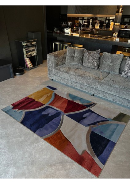 Shape Koleksiyonu Çok Renkli Soyut Desenli Dokuma Tabanlı Modern Dekoratif Halı 20 fiyatları