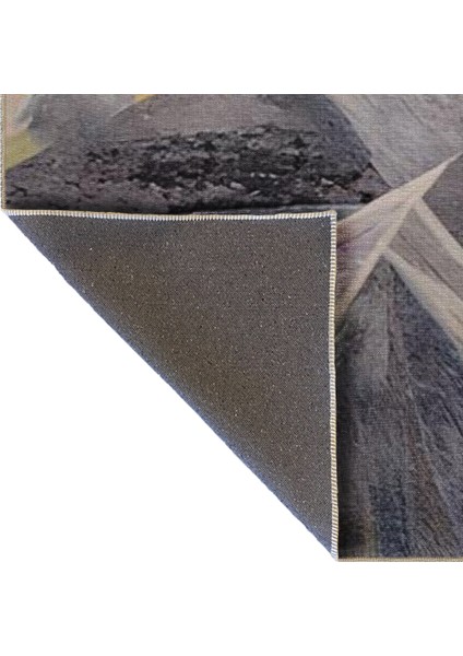 Shape Koleksiyonu Gri Tonlarda Sarı Detay Soyut Deseli Dokuma Taban Modern Dekoratif Halı 53 indirimleri