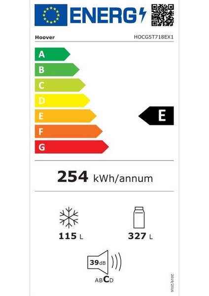 HOCG5T718EX1 E Enerji Sınıfı 442 Lt Wi-Fi Bağlantılı No Frost Buzdolabı