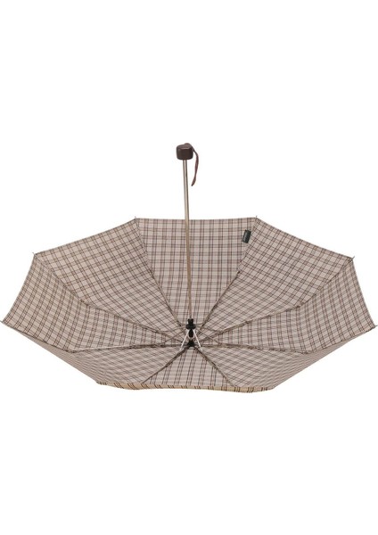 April Lüx Şemsiye Açık Kahve Ekose Kareli Desenli fırsatları