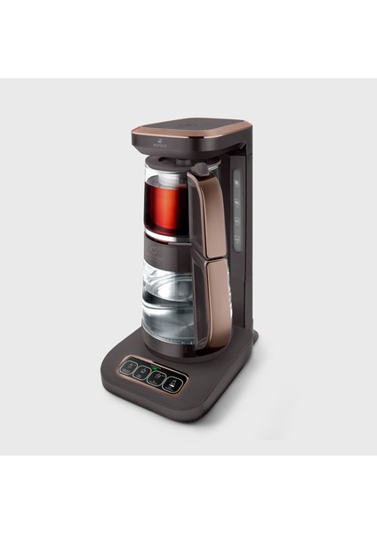 Çaysever Robotea Pro Connect 4 In 1 Konuşan Cam Çay Makinesi Walnut Brown