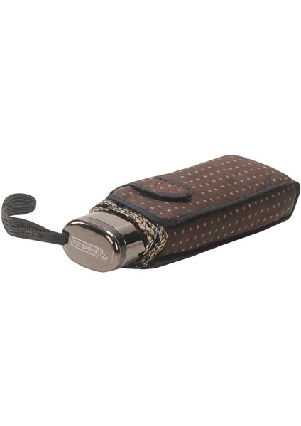 April Lüx Şemsiye Mini Micro Sarı Puantiyeli Kahverengi