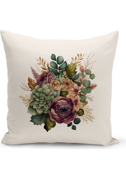 Flower Serisi Çift Tarafı Dijital Baskılı Kırlent Kılıfı (Cushion Cover)