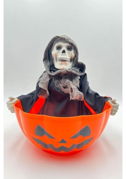 Halloween Iskelet Şeker Kovası Hareket Sensörlü Sesli