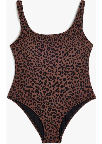 Leopar Mayo Kalın Askılı U Yaka Astarlı Pedli