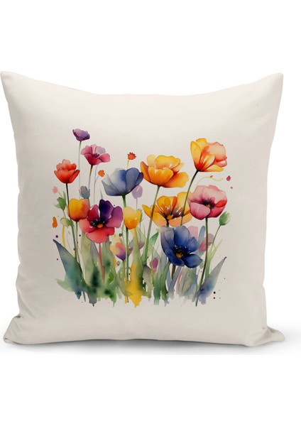 Flower Serisi Çift Tarafı Dijital Baskılı Kırlent Kılıfı (Cushion Cover)
