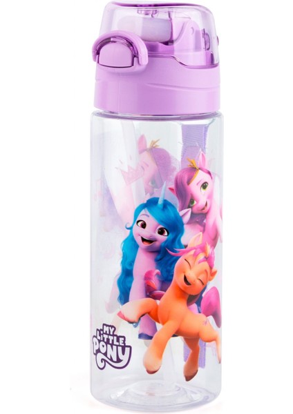 My Little Pony Kız Çocuk 500 ml Pipetli Plastik Matara Suluk - Mor Kapak