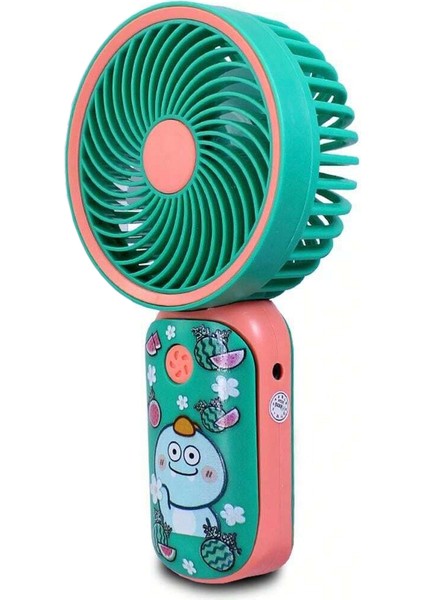 Taşınabilir Desenli Mini USB Fan El Tipi Tek Kademeli Lityum Şarj Edilebilir Renkli Karakterli Mini Vantilatör Soğutucu 15CM Mini Fan Pembe
