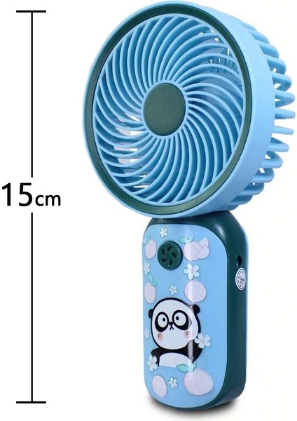 Taşınabilir Desenli Mini USB Fan El Tipi Tek Kademeli Lityum Şarj Edilebilir Renkli Karakterli Mini Vantilatör Soğutucu 15CM Mini Fan Pembe
