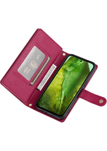 Google Piksel 8A Için Flip Case Crossbody Kayış Cüzdan Çok Fonksiyonlu (Yurt Dışından)