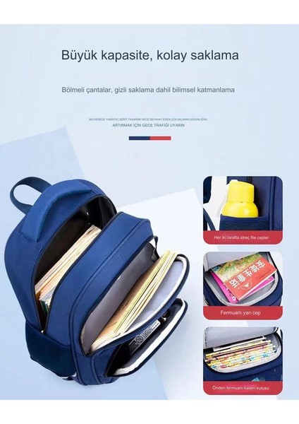 Öğrenciler Için Büyük Kapasiteli ve Hafif Çocuk Sırt Çantası, Basıncı Azaltan, Bel Koruyucu, Aşınmaya Dayanıklı ve Su Geçirmez Okul Çantası (Yurt Dışından) modelleri