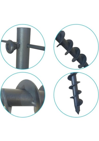 Plaj Şemsiye Sabitleme Kazığı Metal Burgulu Kazık Güçlü Plaj Şemsiyesi Direk Sabitleyici