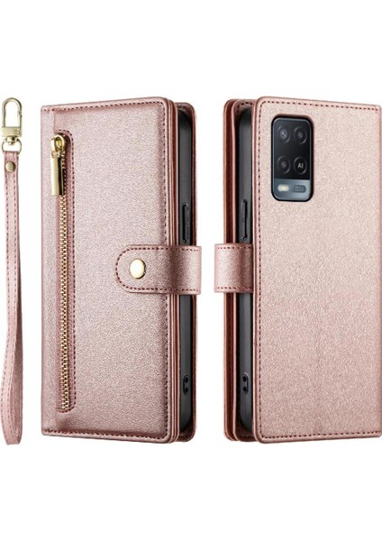 Oppo A54 4g Için Flip CASE/A54S Crossbody Kayış Iş Çok Fonksiyonlu (Yurt Dışından)