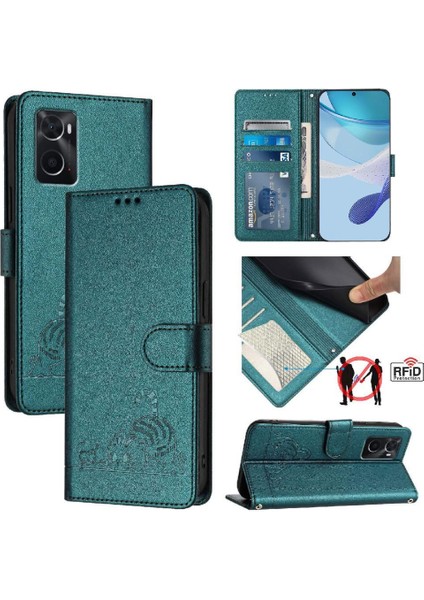 Oppo Için Kılıf A36 4G/A76 4G/A96 4g Kedi Rfıd Cüzdan Kapak Çevirin Kart Yuvası (Yurt Dışından)