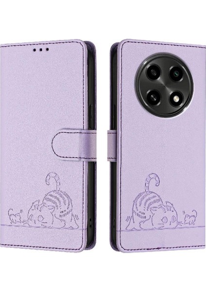 Oppo A3 Pro 5g/a2 Pro 5g Kedi Rfıd Cüzdan Kapak Çevirin Kart Yuvası (Yurt Dışından)