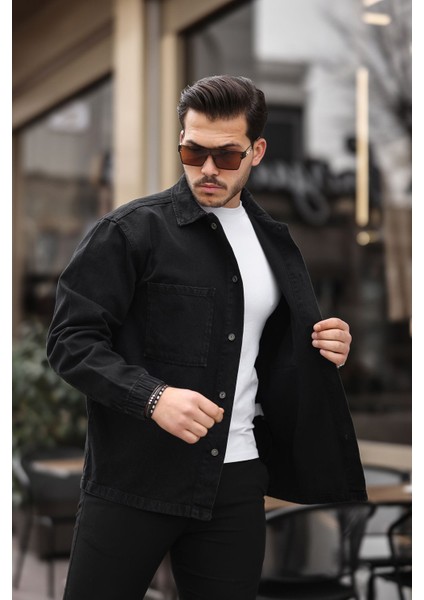 Erkek Gömlek Model Oversize Denim Siyah Ceket fiyatları