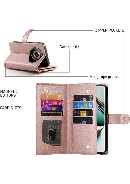 Realme 11 Pro Için Flip Case Crossbody Kayış Standı Çok Fonksiyonlu Cüzdan (Yurt Dışından)