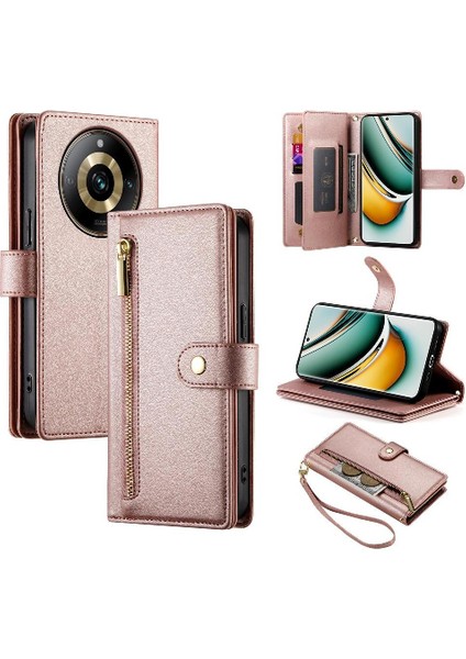 Realme 11 Pro Için Flip Case Crossbody Kayış Standı Çok Fonksiyonlu Cüzdan (Yurt Dışından)