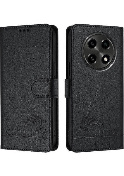 Oppo A3 Pro 5g/a2 Pro 5g Kedi Rfıd Cüzdan Kapak Çevirin Kart Yuvası (Yurt Dışından)