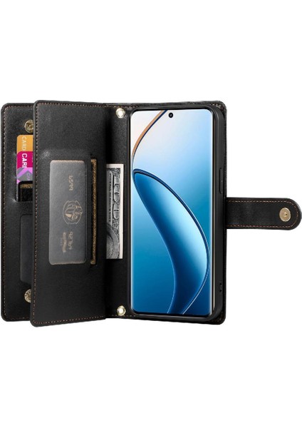 Realme 12 Pro Artı Iş Cüzdan Standı Için Flip Case Crossbody Kayış (Yurt Dışından)