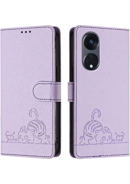 Oppo Için Kılıf Oppo 8t 5g Kedi Rfıd Cüzdan Kapak Çevirin Kart Yuvası Tutucu (Yurt Dışından)