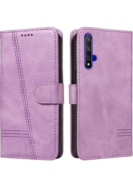 Huawei Nova 5t Için Filp Durumda Preslenmiş Pu Deri Cüzdan Telefon Kılıfı ile (Yurt Dışından)