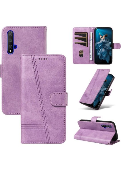 Huawei Nova 5t Için Filp Durumda Preslenmiş Pu Deri Cüzdan Telefon Kılıfı ile (Yurt Dışından)