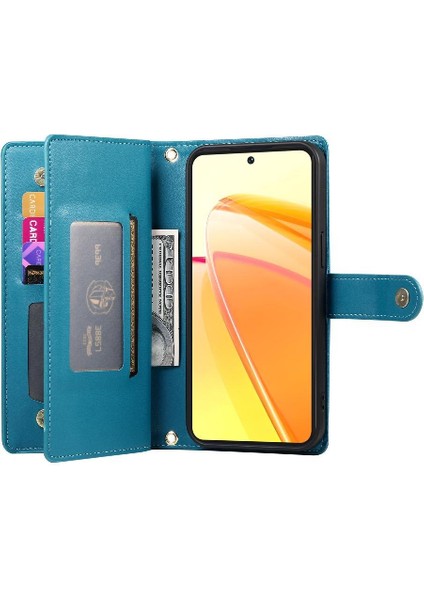 Realme C55 Crossbody Kayış Iş Çok Fonksiyonlu Cüzdan Için Flip Case (Yurt Dışından)