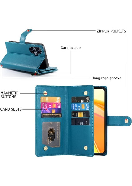 Realme C55 Crossbody Kayış Iş Çok Fonksiyonlu Cüzdan Için Flip Case (Yurt Dışından)