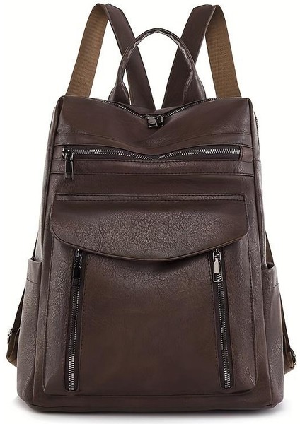 Kadınlar Içın Büyük Kapasiteli Retro Pu Deri Seyahat Sırt Çantası (Yurt Dışından)