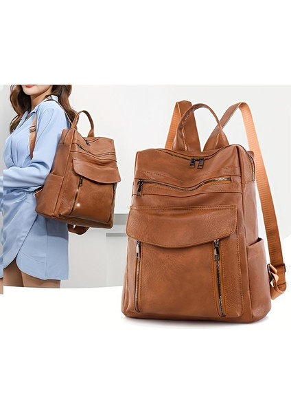 Kadınlar Içın Büyük Kapasiteli Retro Pu Deri Seyahat Sırt Çantası (Yurt Dışından) fiyatları
