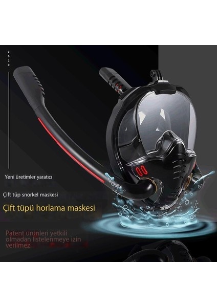 Yeni Tam Yüz Şnorkel Maskesi Çift Tüplü Silikon Tam Kuru Dalış Maskesi Yetişkin Yüzme Maskesi Dalış Gözlüğü (Yurt Dışından) modelleri