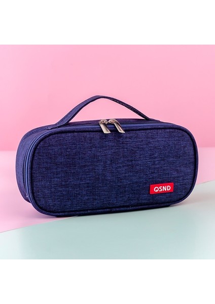 Yeni Japon Tarzı Basit Düz Renk Öğrenci Taşınabilir Kalem Kutusu Büyük Kapasiteli Çift Katmanlı Oxford Kumaş Kalem Kutusu (Yurt Dışından)